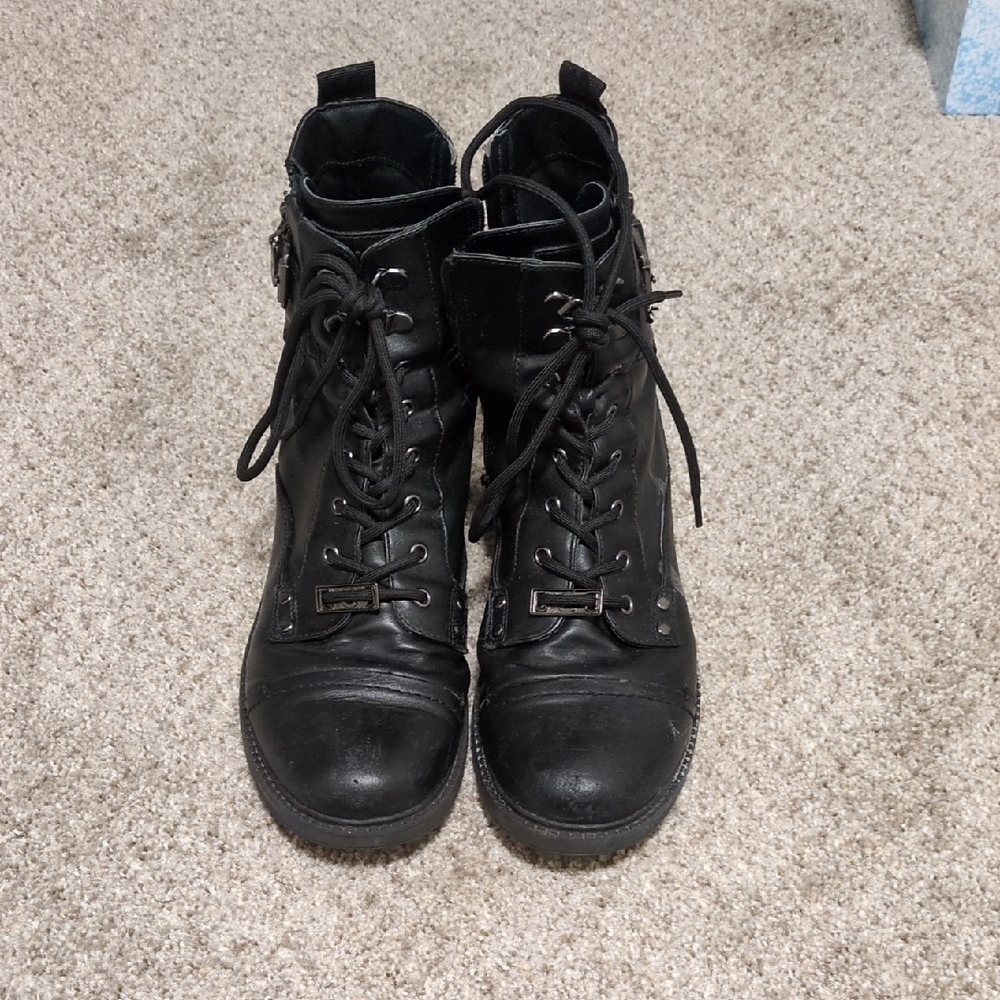 Women's Black Lace-Up Boots